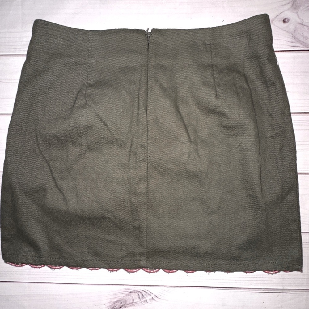 Blue Rain Embroidered Pencil Skirt - Olive and Burgundy  Size Medium Boho Office - Picture 2 of 7
